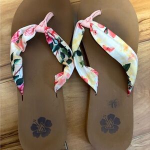 Rip Curl Floral Sandals - Pink and Yellow